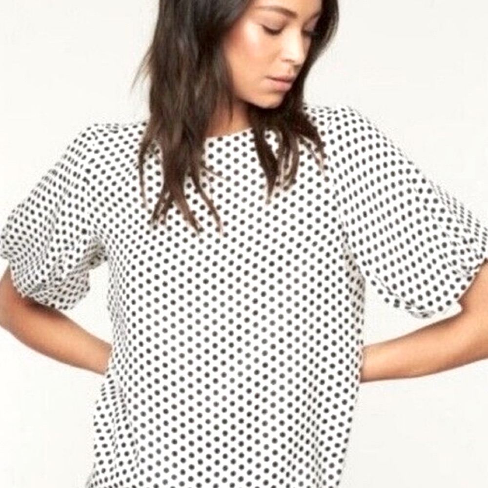 Milly Melinda Silk Polka Dot Puff Sleeve Blouse Nwot